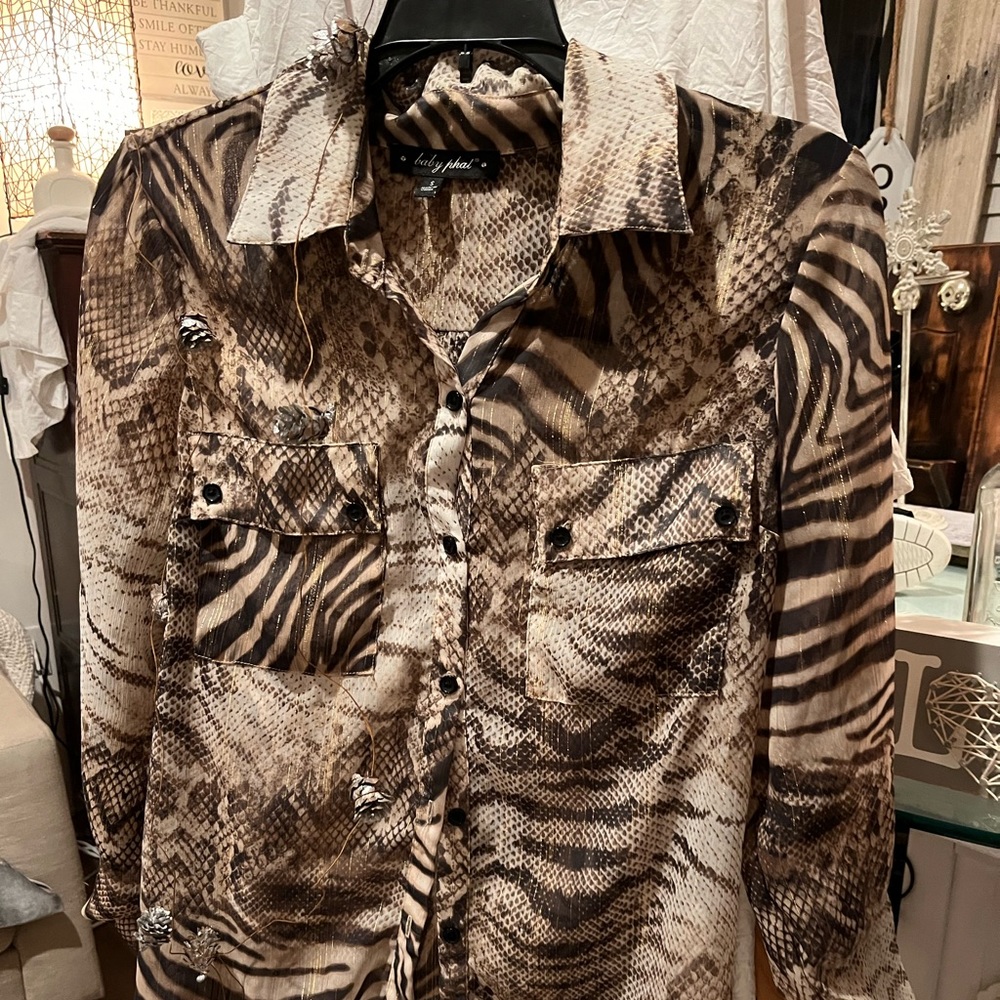 Baby Phat animal print top. Size small